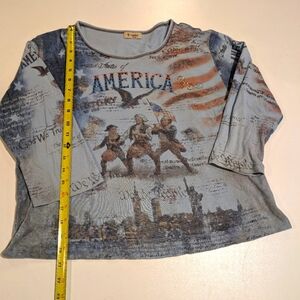America theme sequence accented long sleeve shirt
